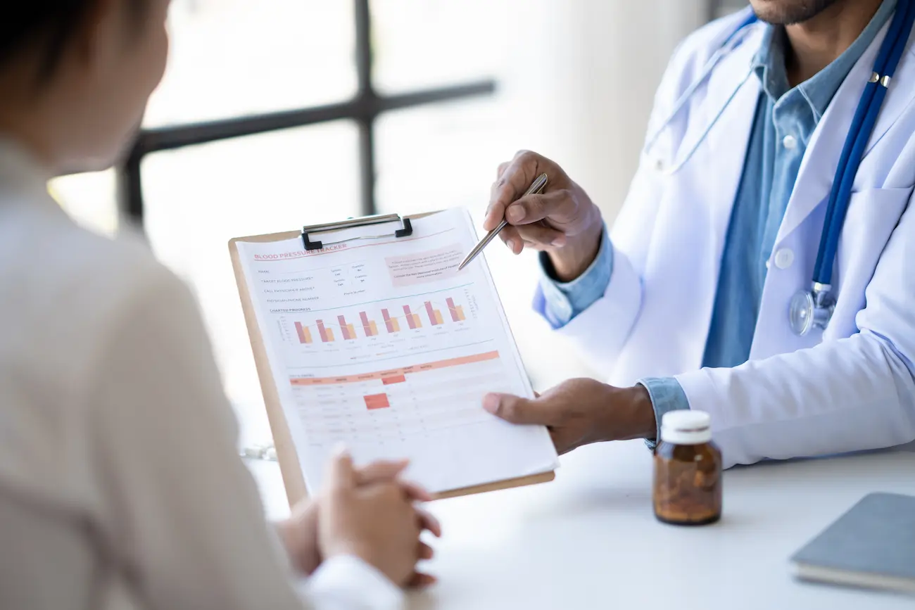 Doctor reviewing lab results with a patient