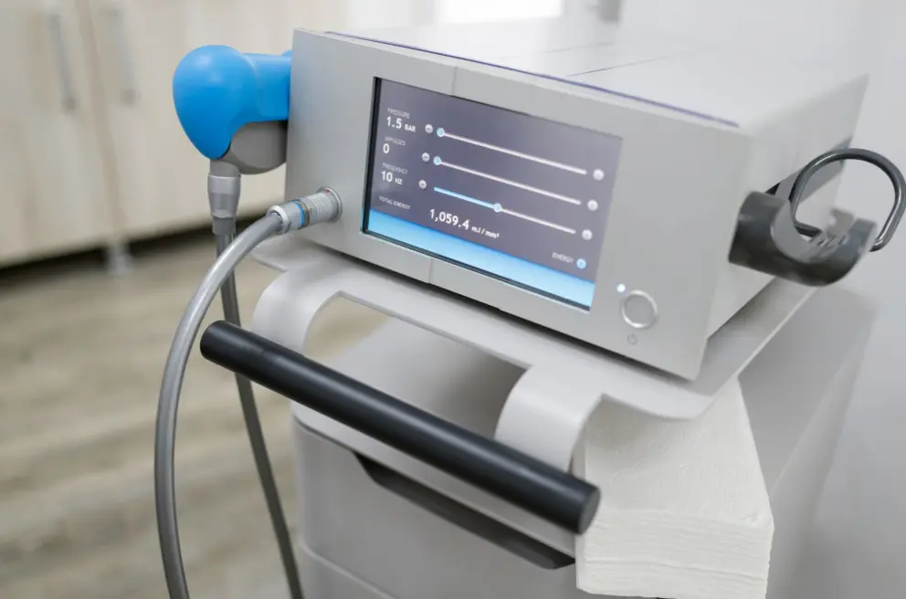 Patient receiving non-surgical shockwave therapy