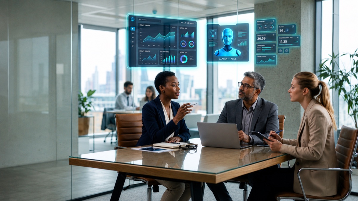 AI agent dashboards in a B2B strategy meeting