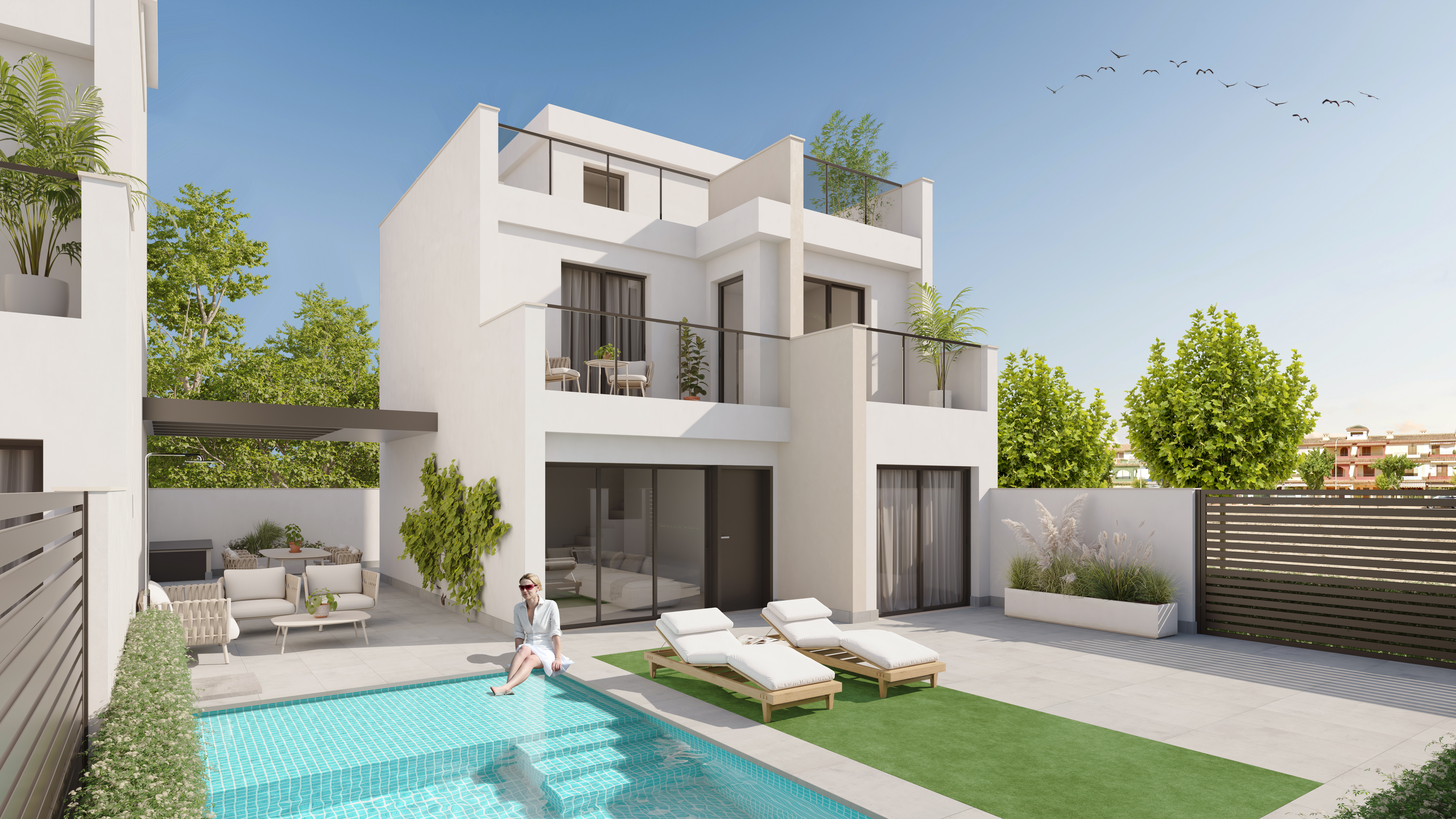 Exterior view at L.A. Beach Villas – 3 Bedroom Detached Villa, Los Narejos, Los Alcázares, Murcia