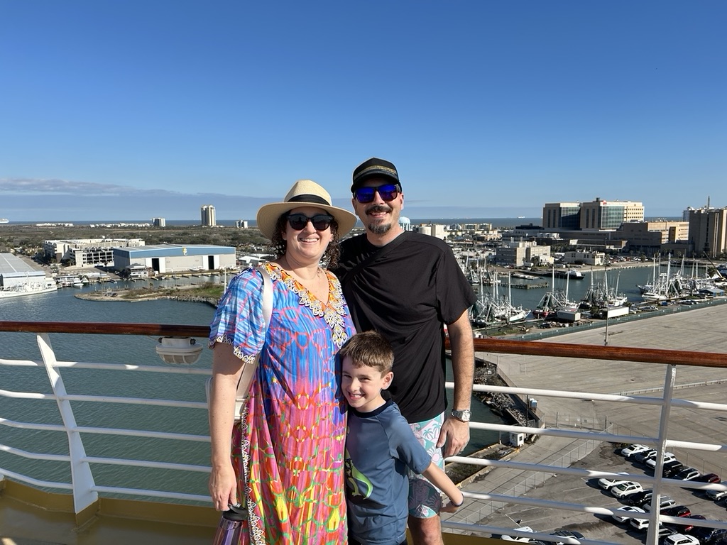 Kelly and family on a cruise