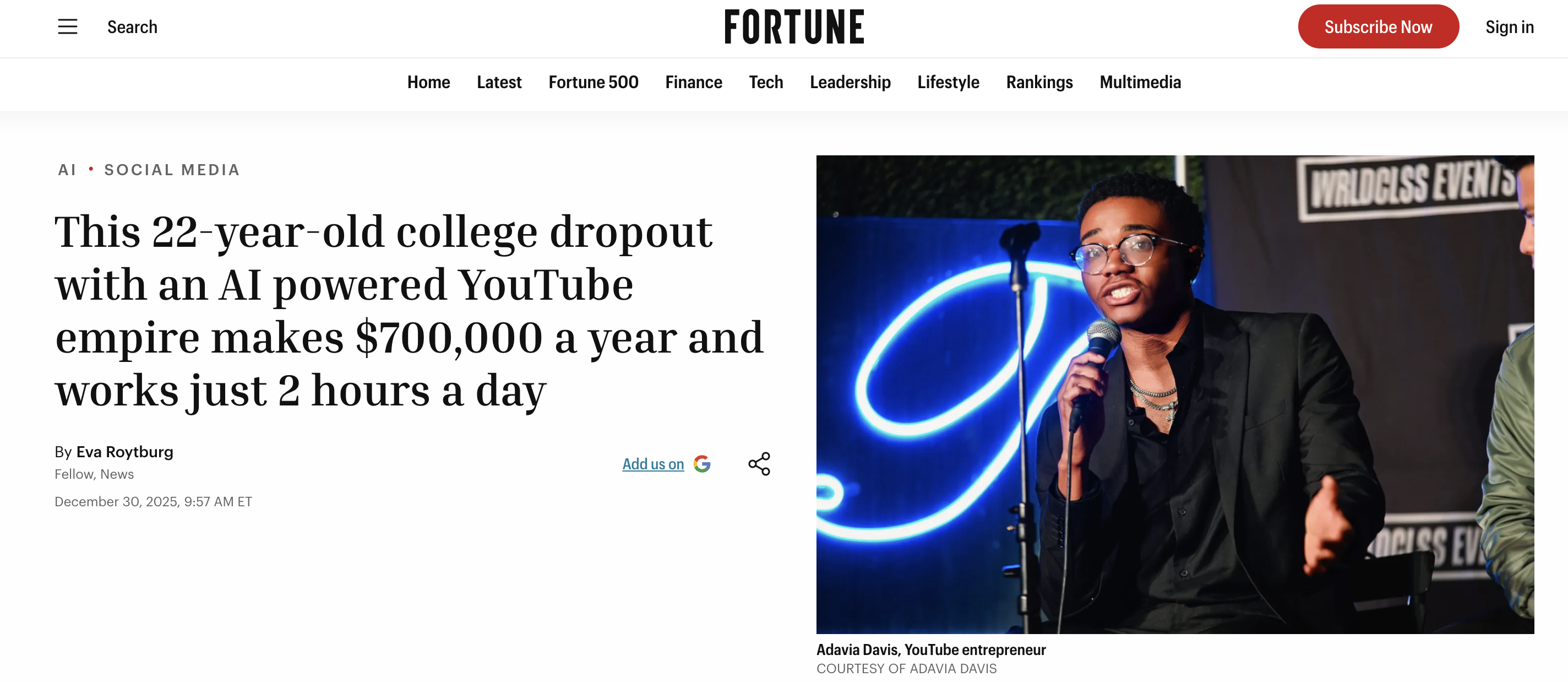 Adavia Davis -- Fortune Magazine Feature