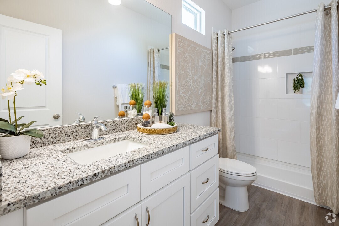 Bathroom with granite vanity