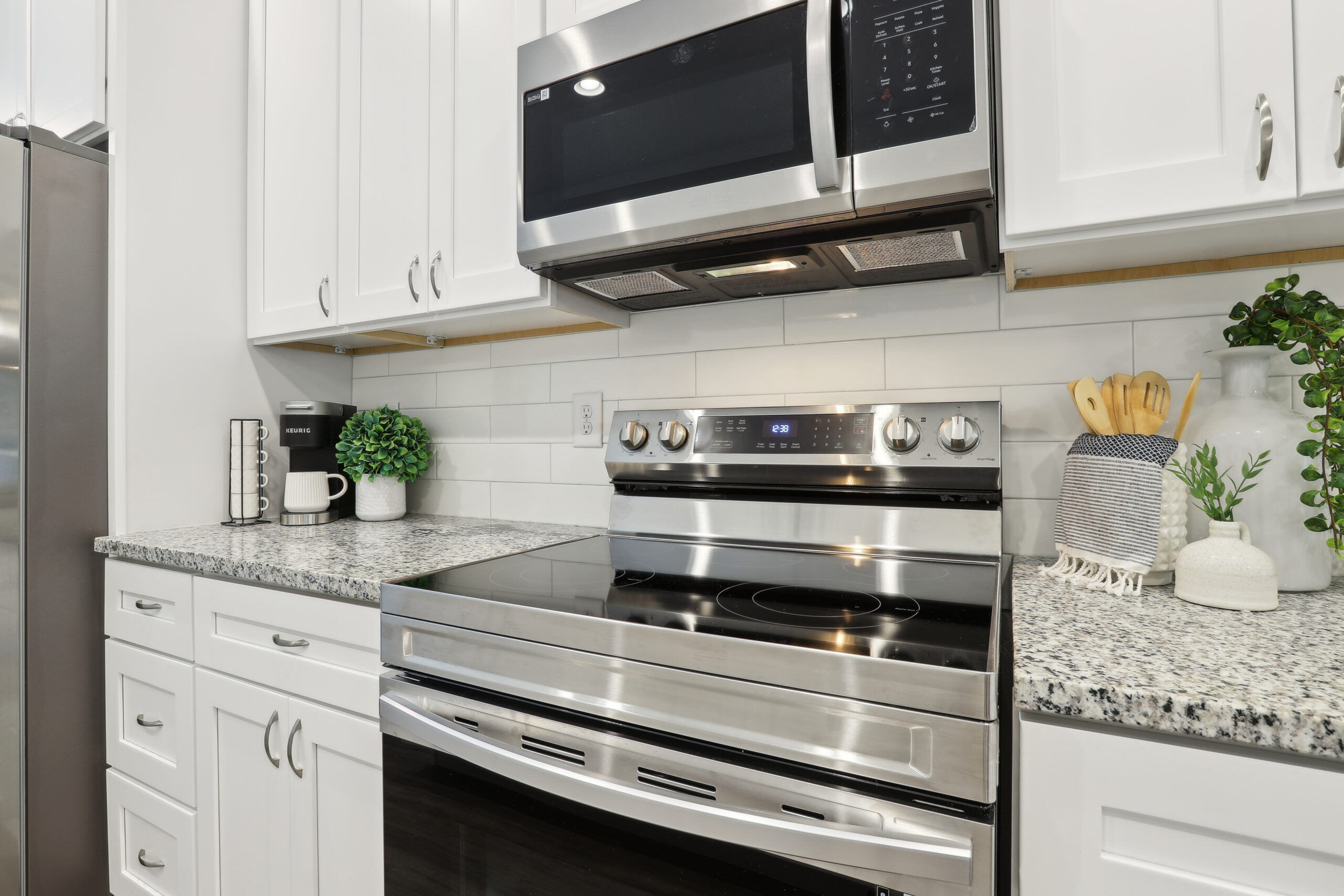 Kitchen with stainless steel appliances