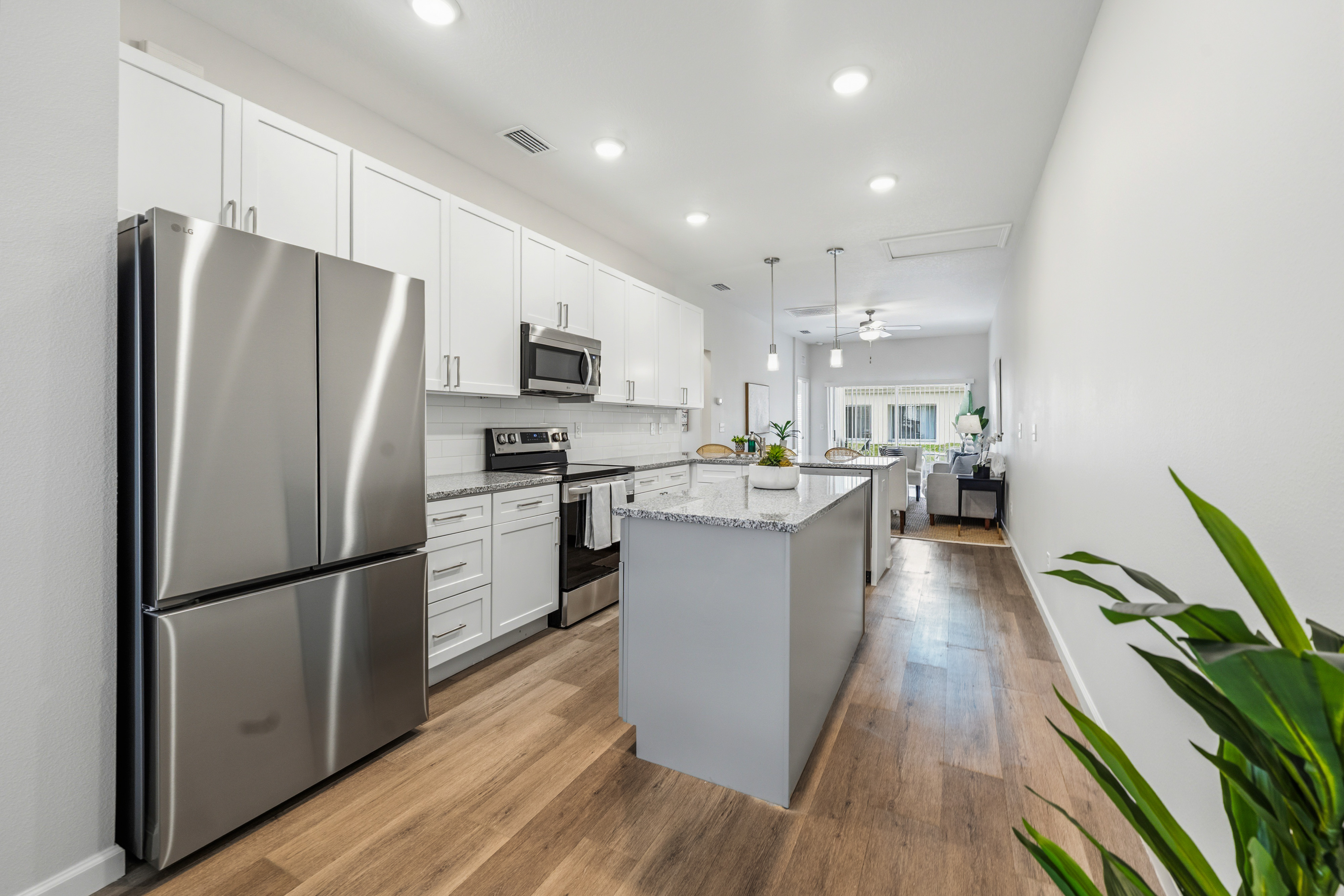Kitchen with stainless steel appliances