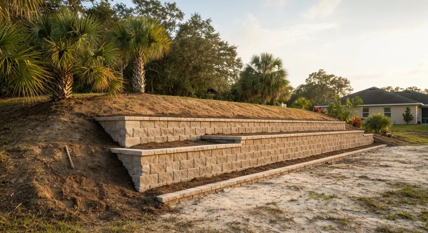 Retaining wall installation