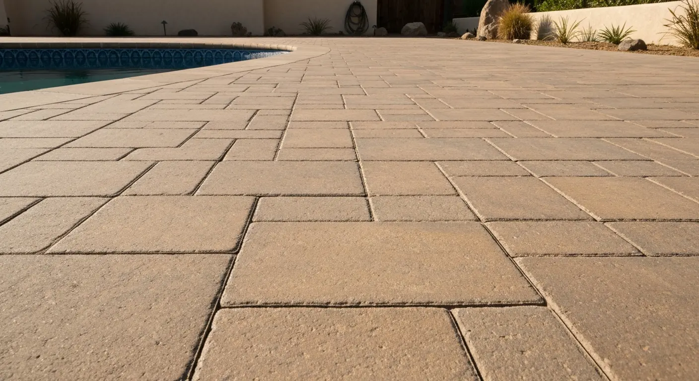 Pool deck with pavers