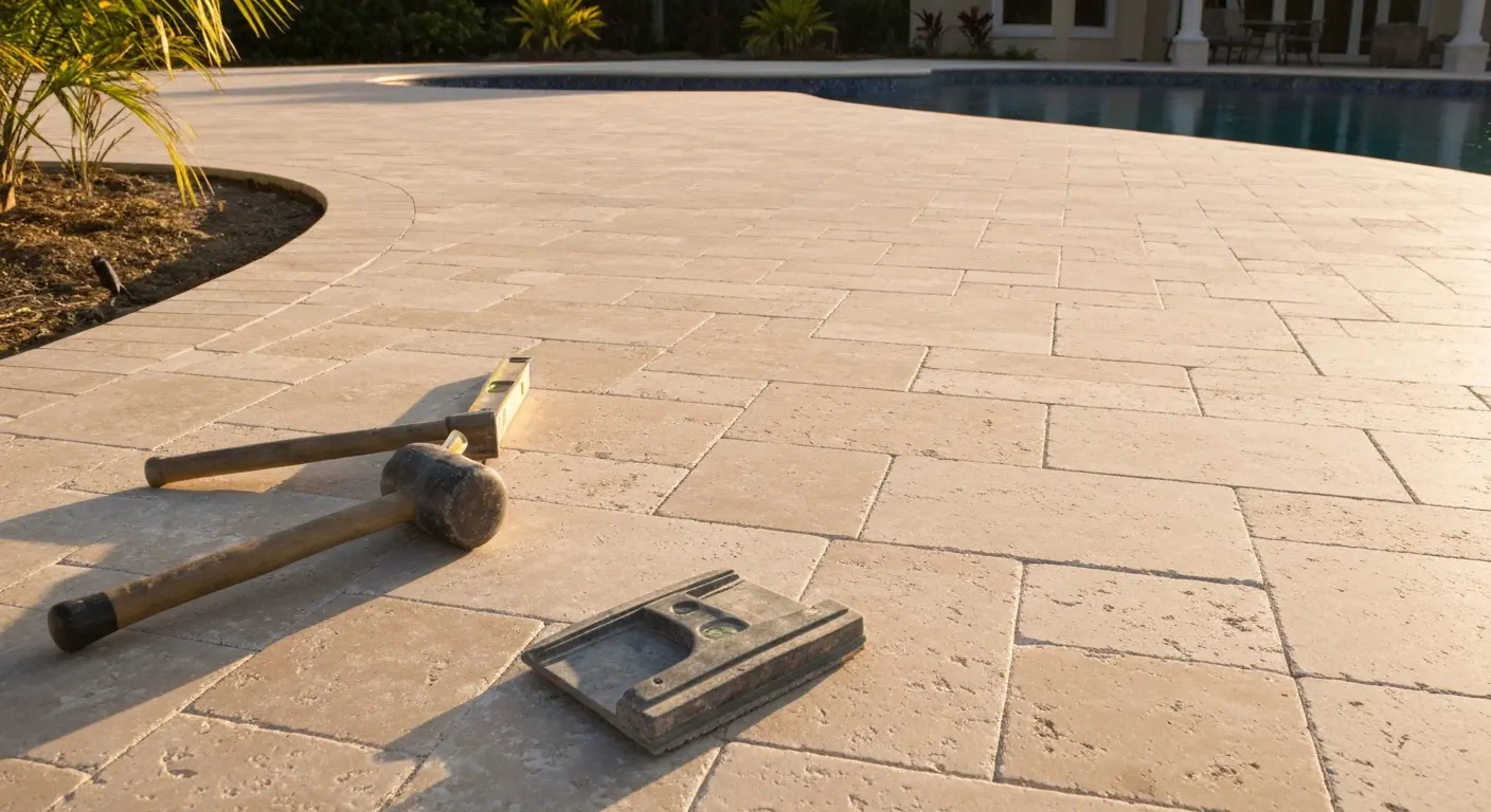 Pool deck paver installation
