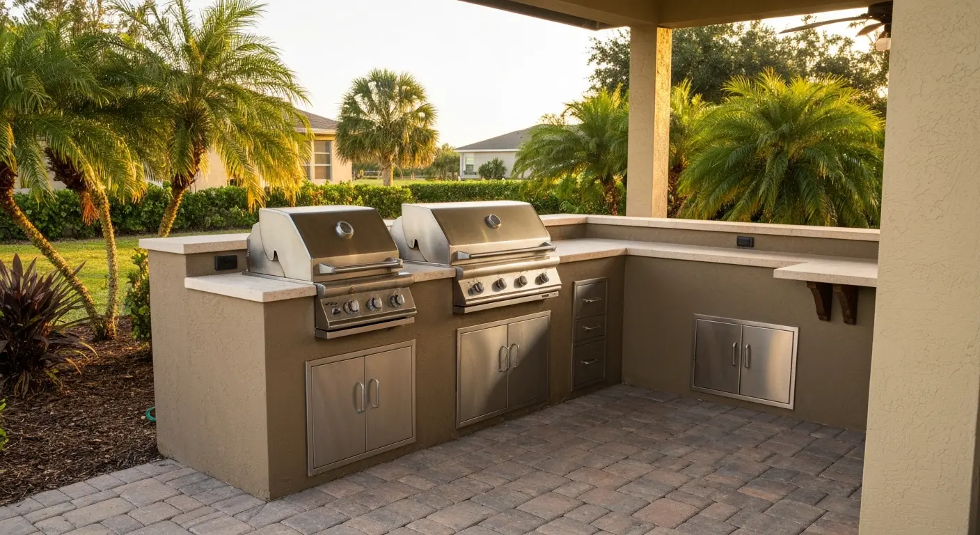 Outdoor kitchen and fire pit