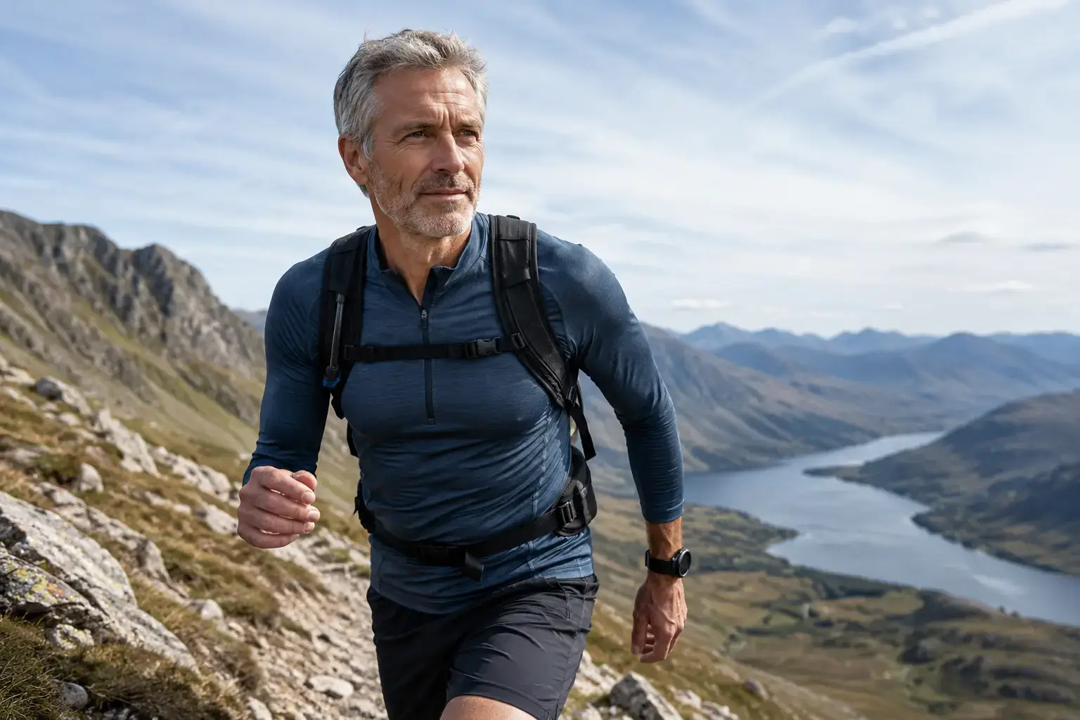 Active adult professional in their early 50s engaged in athletic activity, representing the recovery capacity and physical performance goals that peptide therapy at Harper MD supports Active adult professional in their early 50s engaged in athletic activity, representing the recovery capacity and physical performance goals that peptide therapy at Harper MD supports