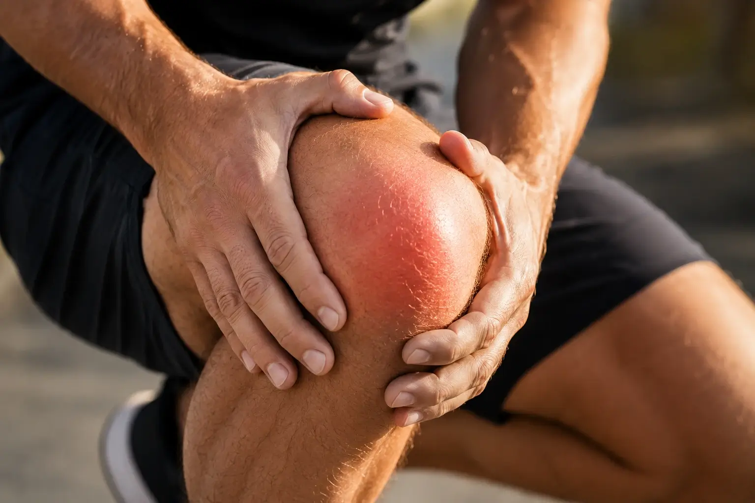 Close-up representation of a joint area being addressed through peptide therapy, representing the tendon and soft tissue repair applications of BPC-157 at Harper MD]