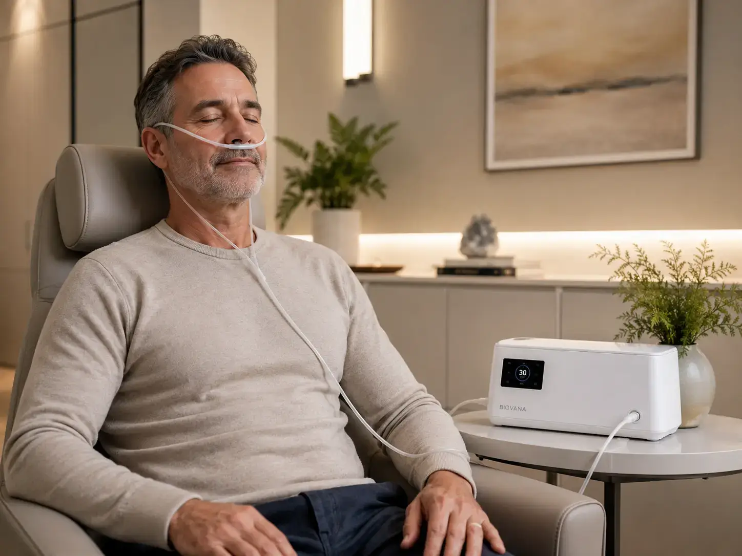 Hydrogen therapy session at Harper MD, Weston FL