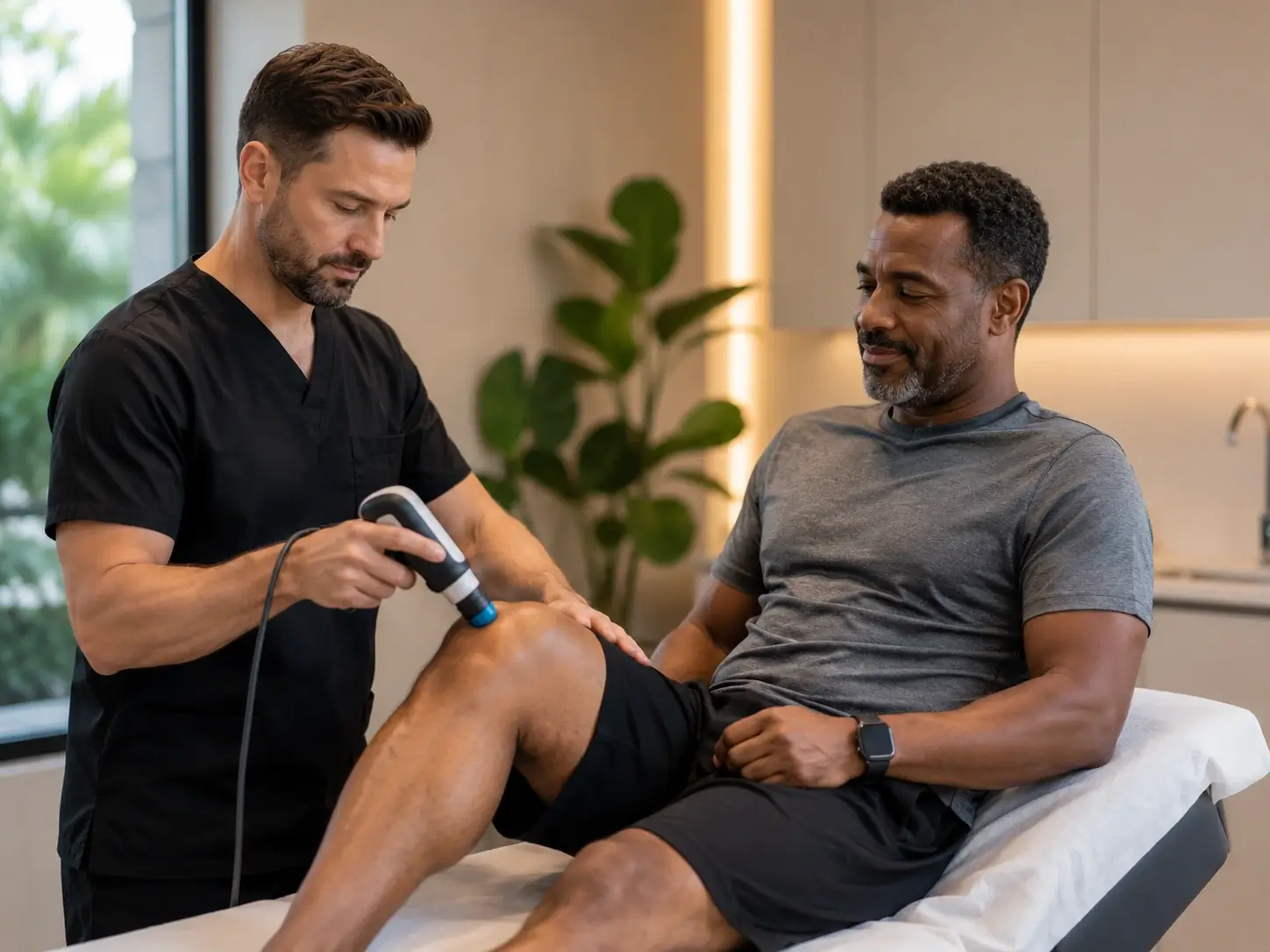 Shockwave therapy session at Harper MD, Weston FL