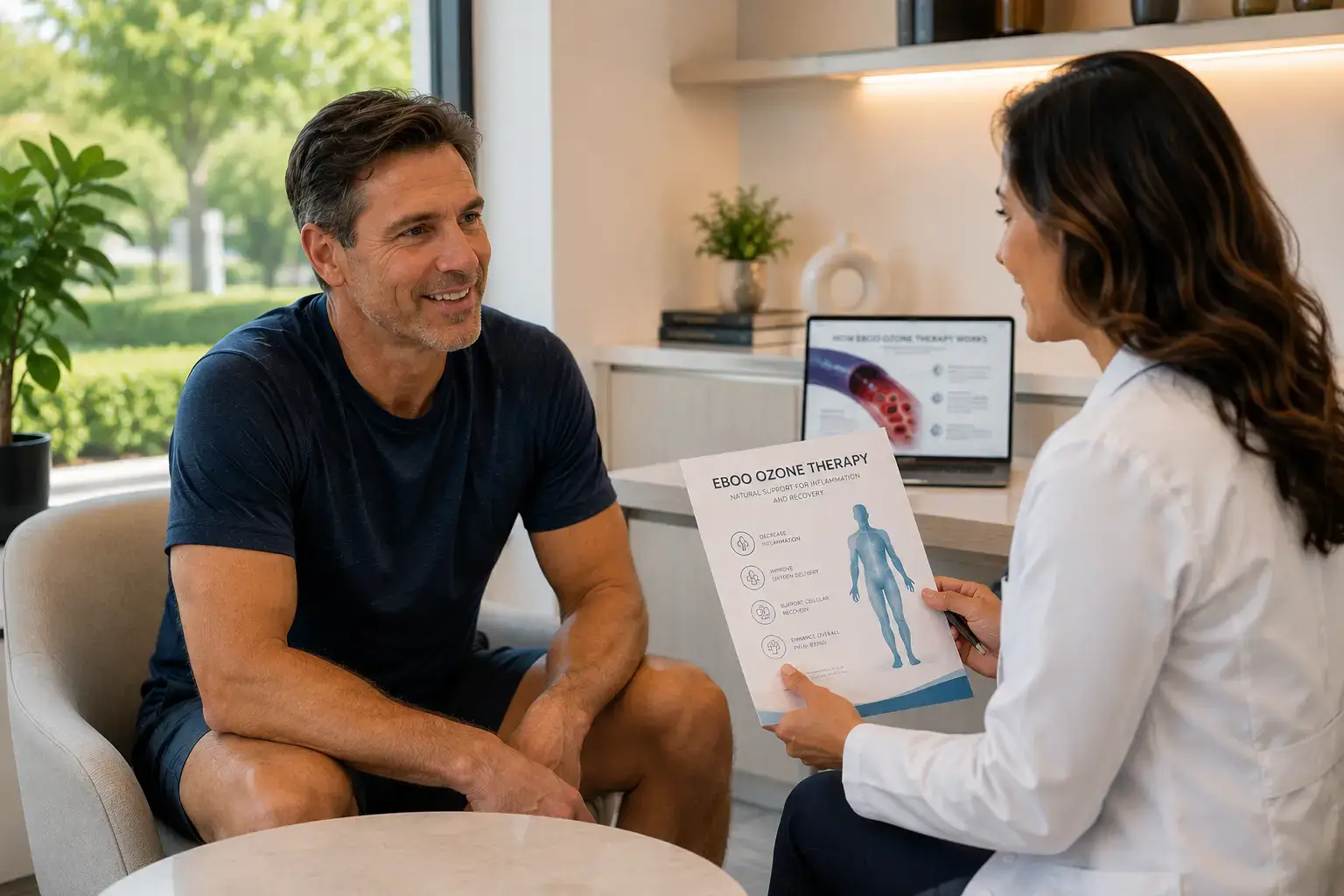 Active adult in their 50s who explores EBOO ozone therapy for energy and recovery support at Harper MD in Weston FL Active adult in their 50s who explores EBOO ozone therapy for energy and recovery support at Harper MD in Weston FL
