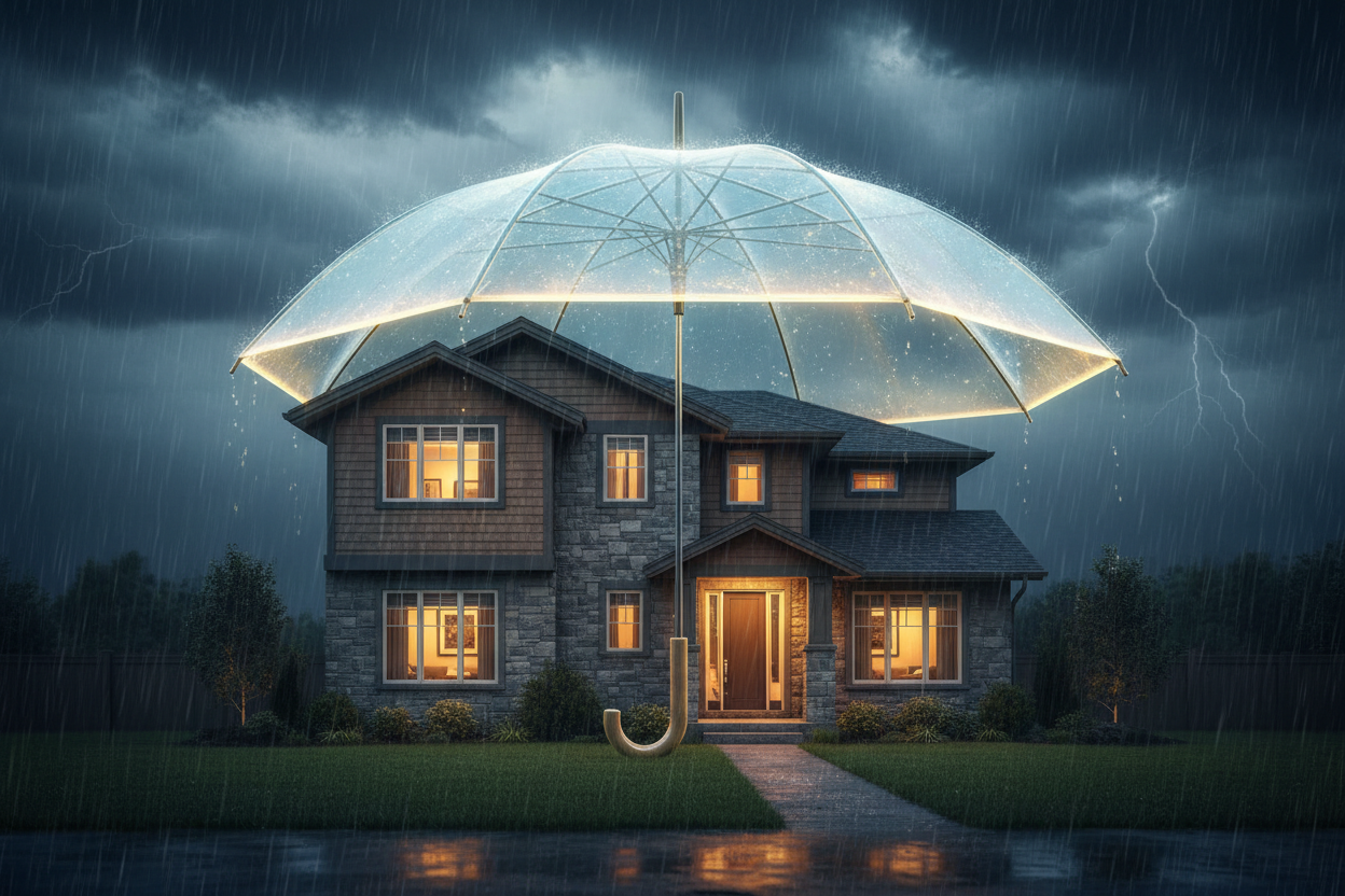 home under an umbrella 