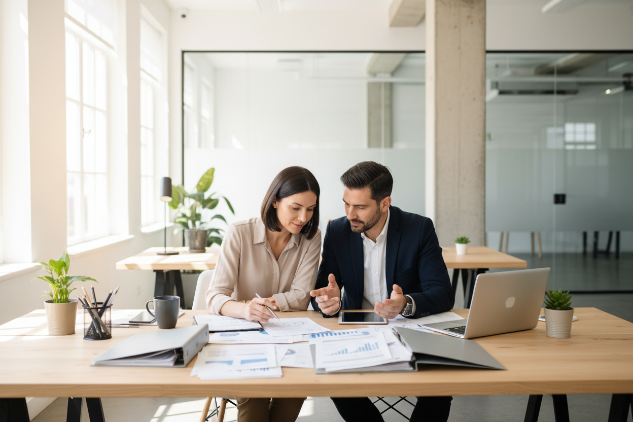 two couple watching at laptop