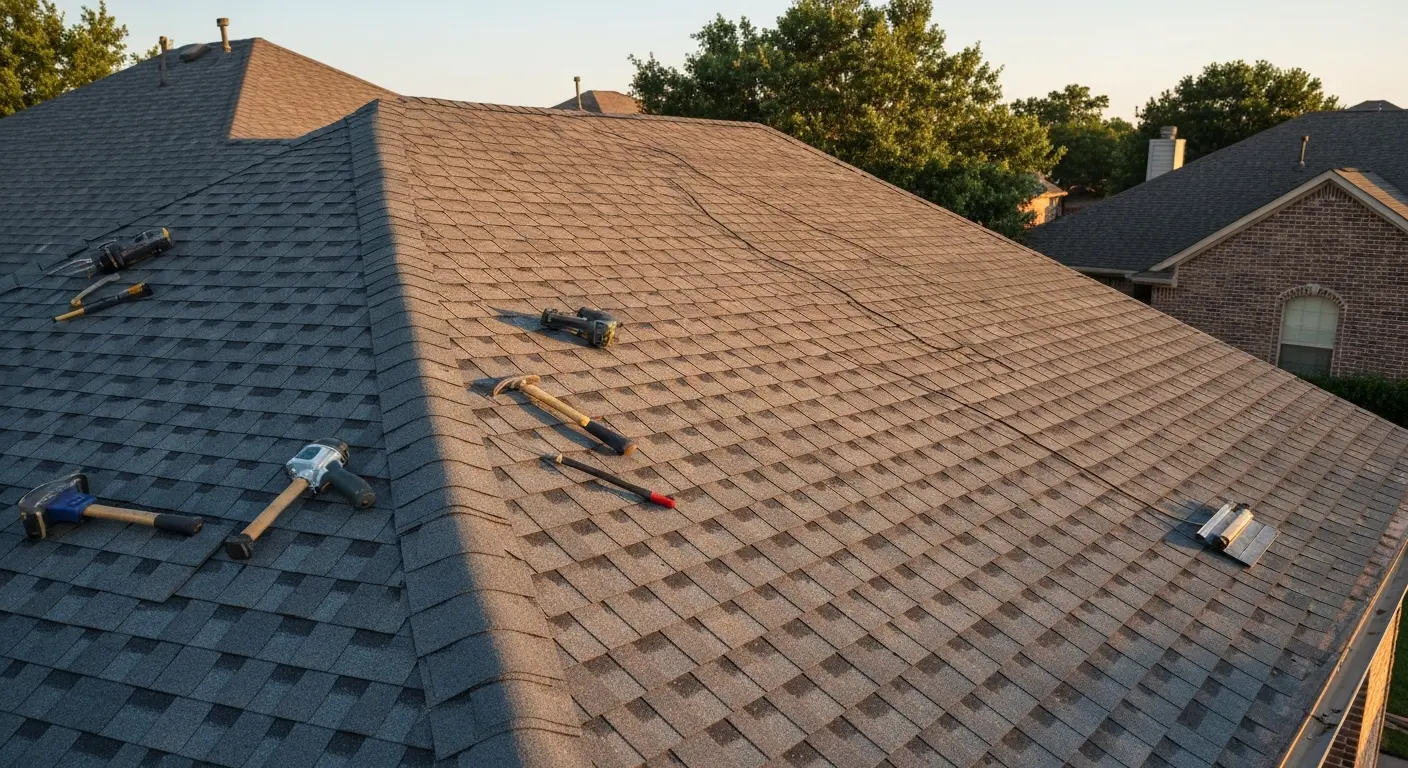 Residential roof replacement on Frisco home