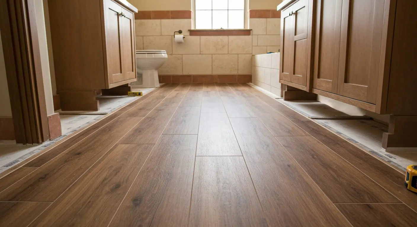 Vinyl plank bathroom flooring
