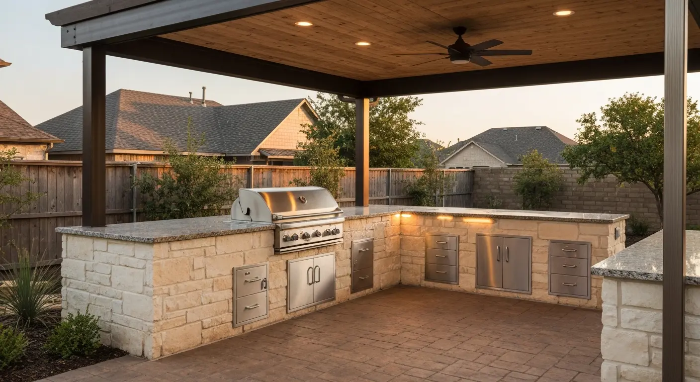 Outdoor kitchen and patio