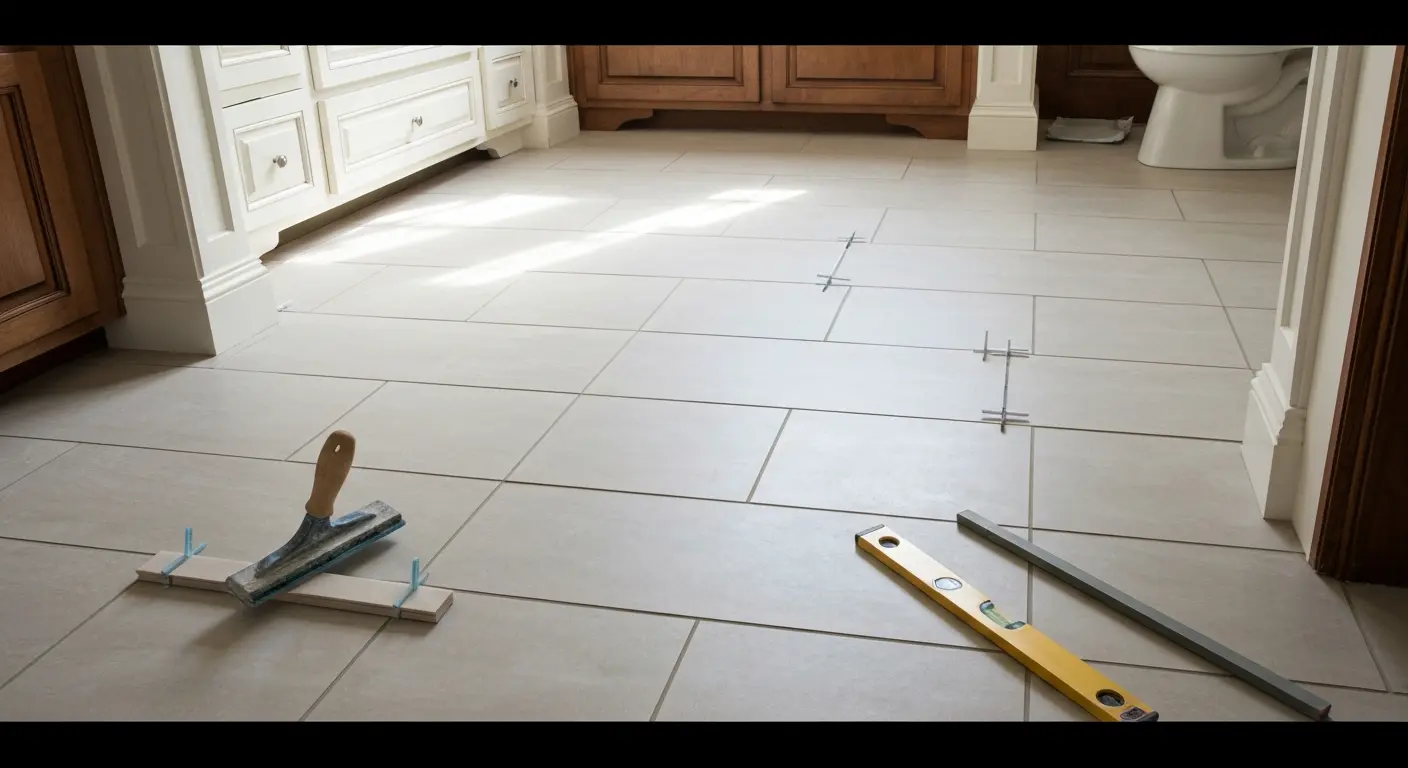 Tile bathroom flooring installation