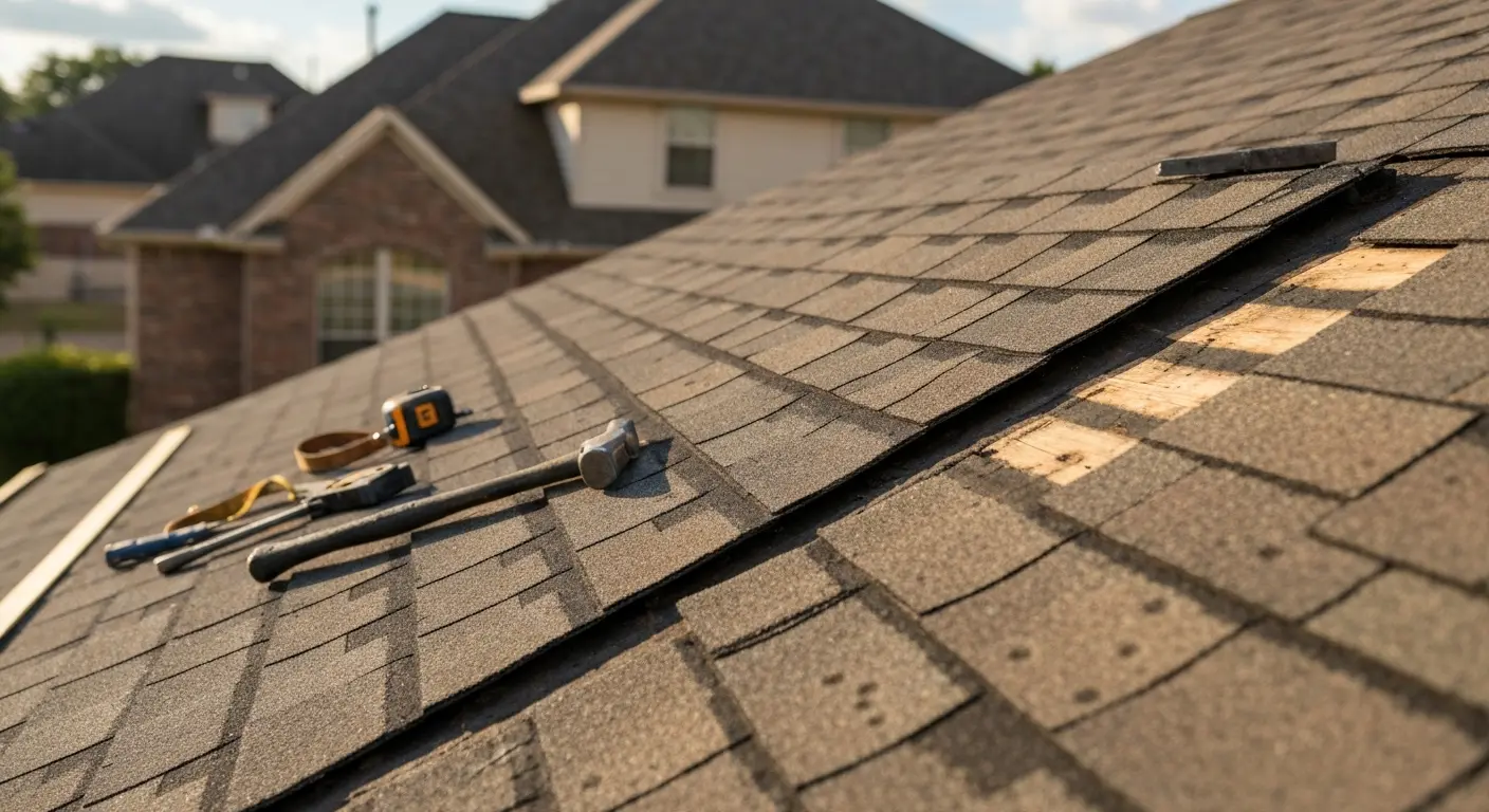 Storm damage roof repair in Anna