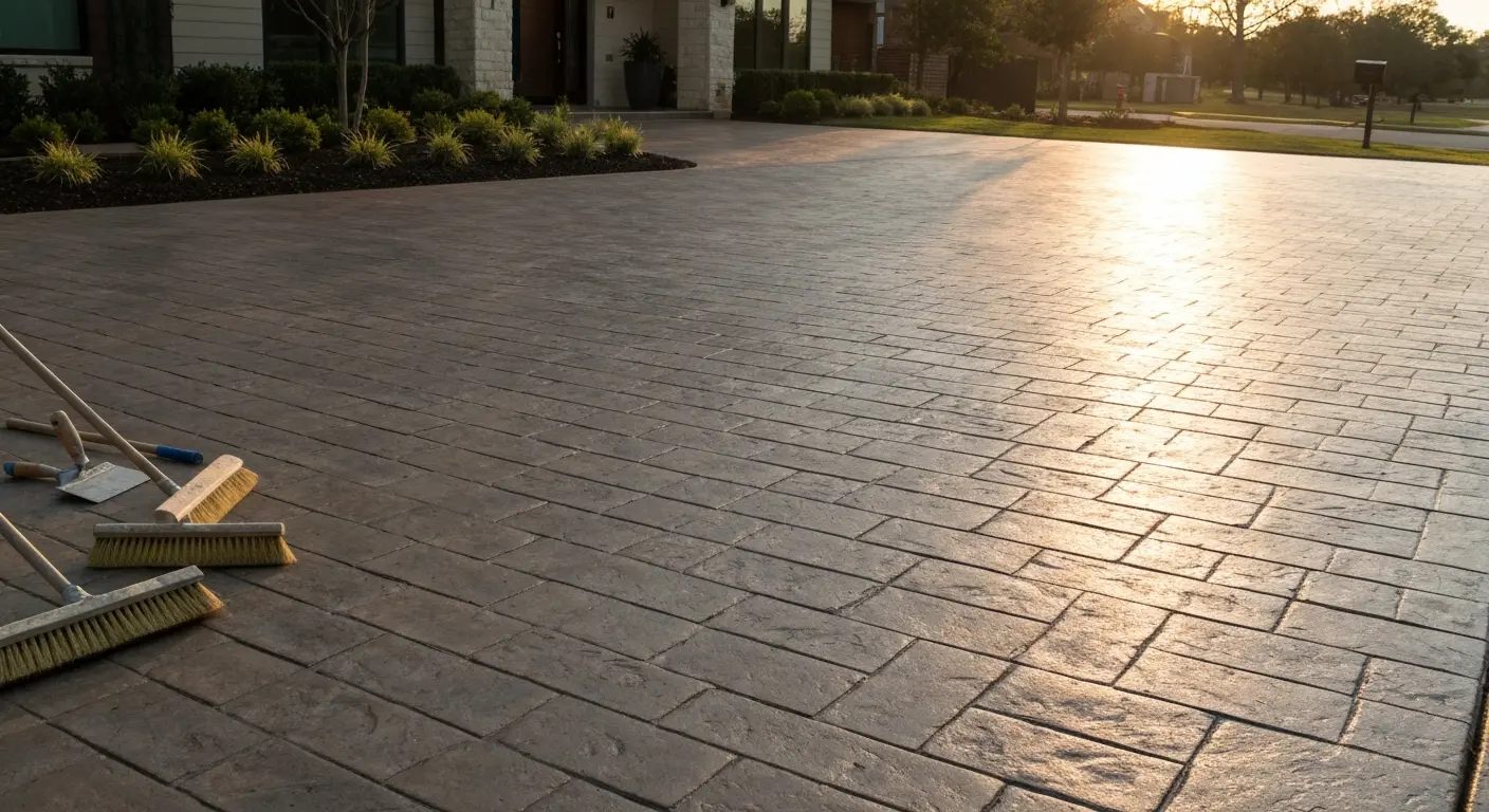 Stamped concrete driveway