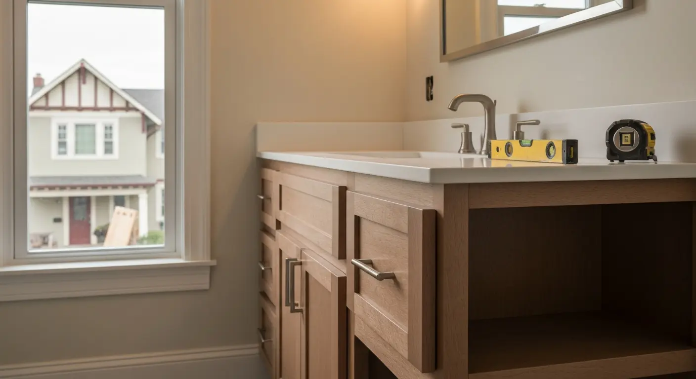 Bathroom vanity cabinet installation