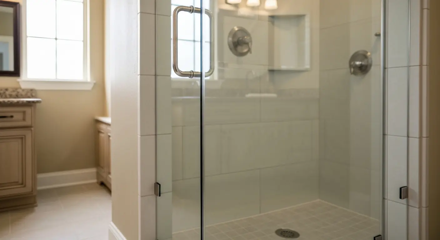 Frameless glass shower installation