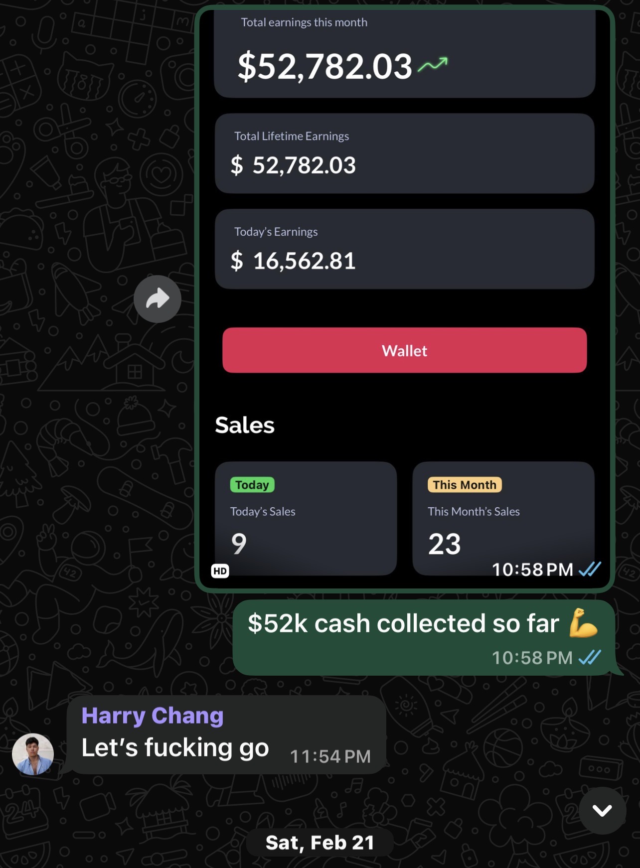 Client dashboard result