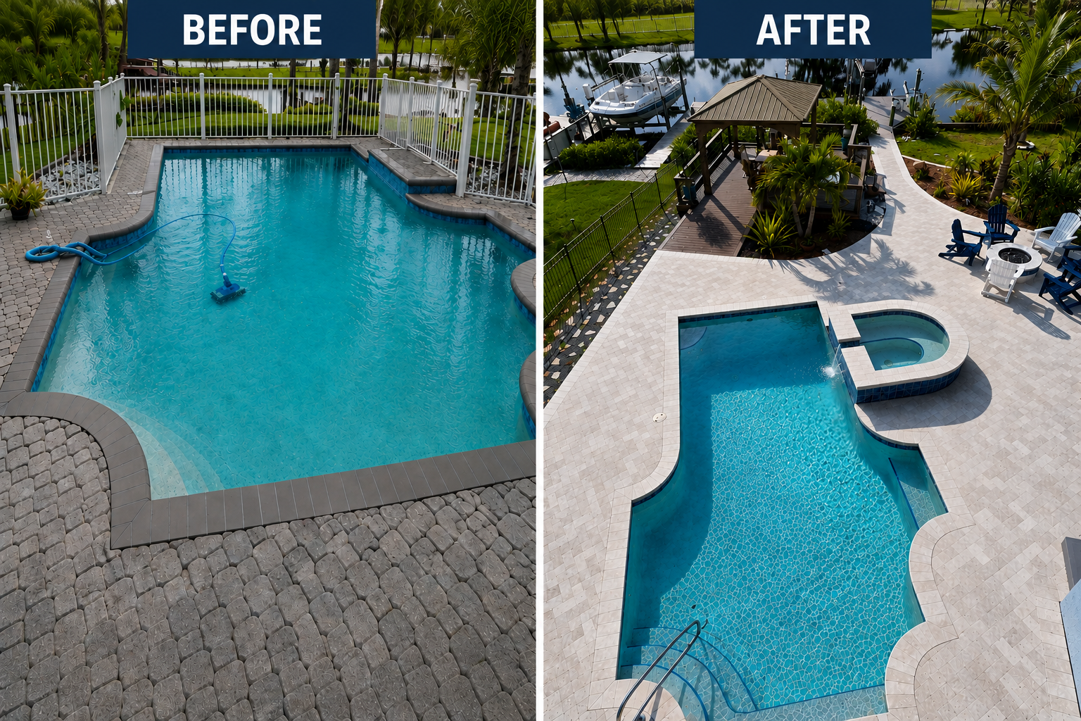 Pool renovation project 2 — before and after