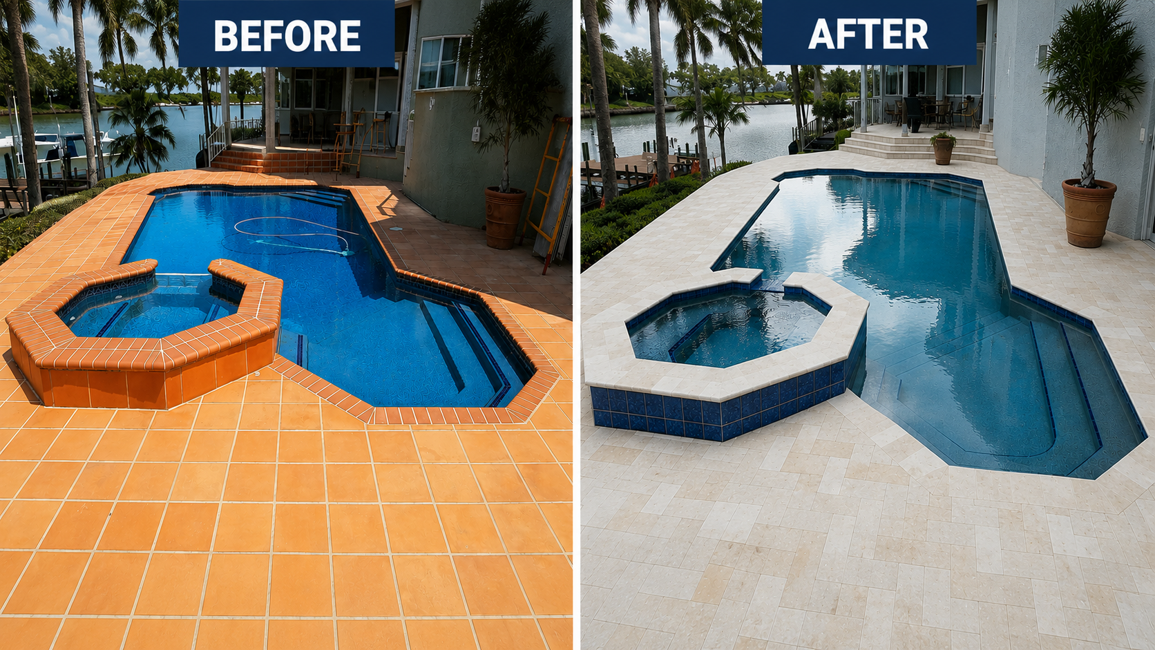 Pool renovation project 1 — before and after
