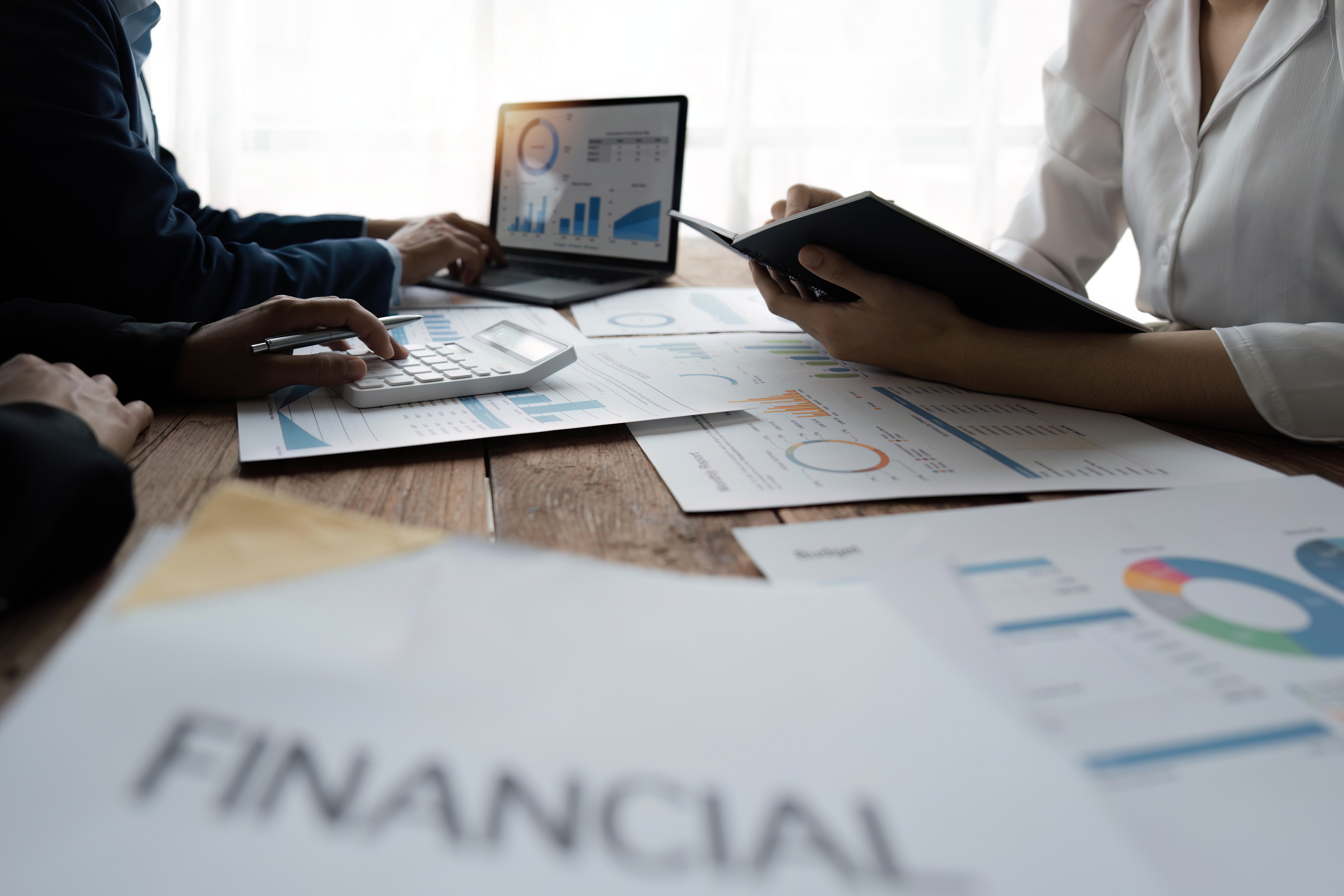Abstract financial planning document and strategy visual