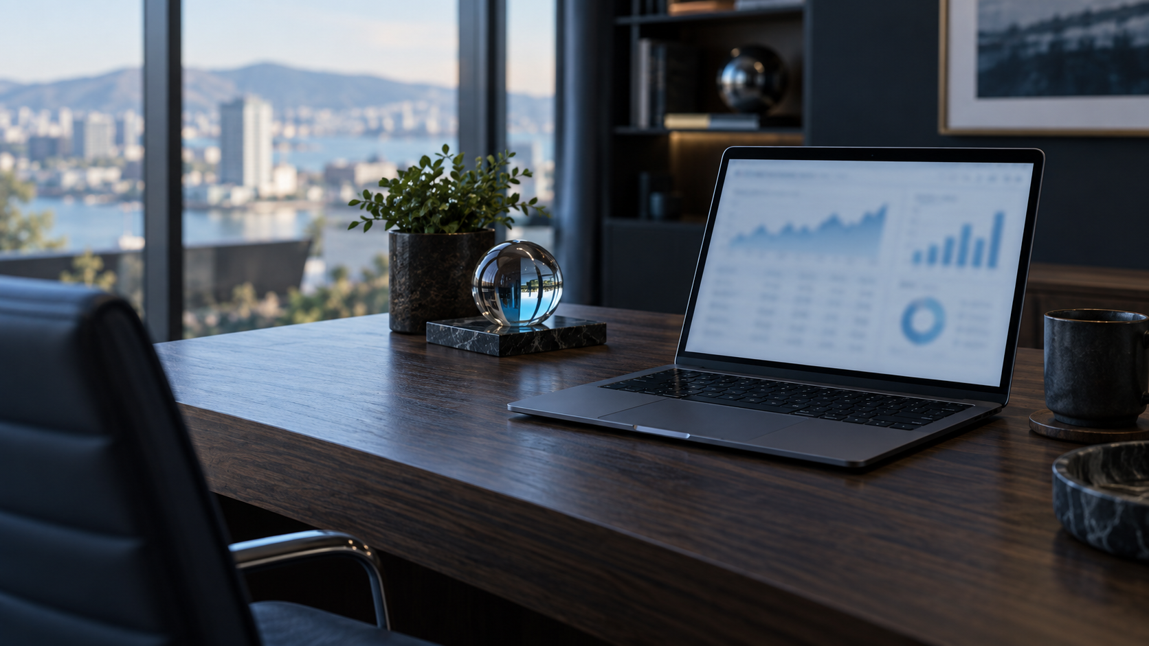 Illustrative view of financial analysis on a laptop
