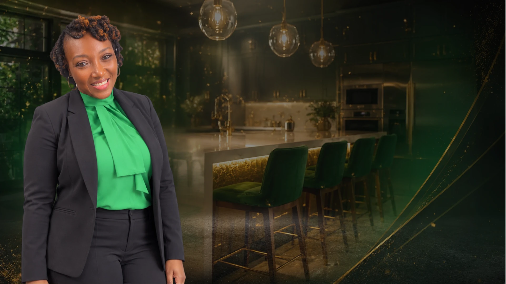 Chantelle Davis smiling in a green blouse and black blazer