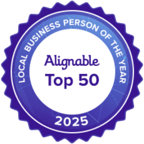Alignable 2025 Top 50 Local Business Person of the Year badge, Mark Robbins