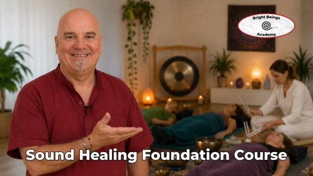 Peter directing a student on the sound healing foundation course