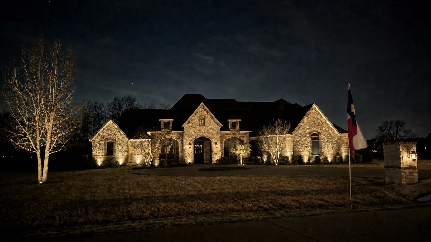 After landscape lighting redesign, Prosper TX