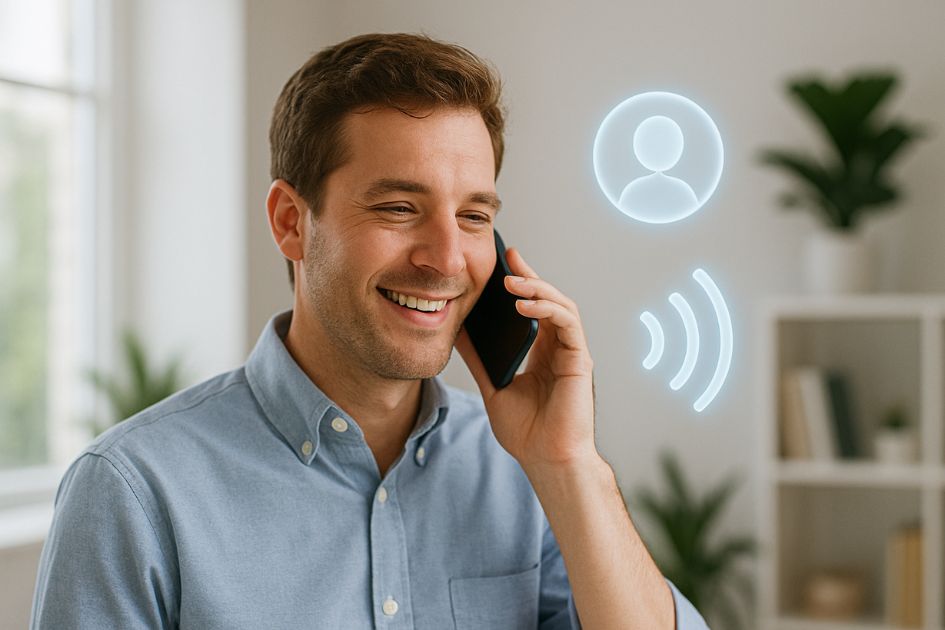 Conversational AI assistant answering a business phone call