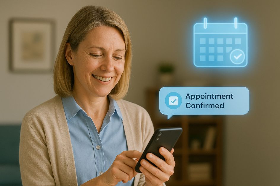 Virtual receptionist AI booking customer appointment