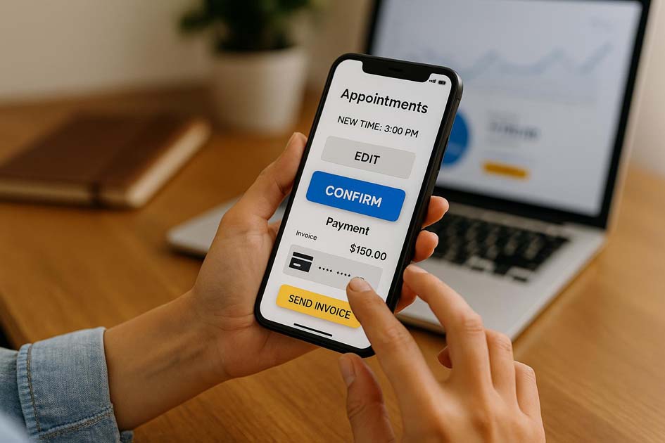 Mobile CRM software with appointment scheduling and customer notifications
