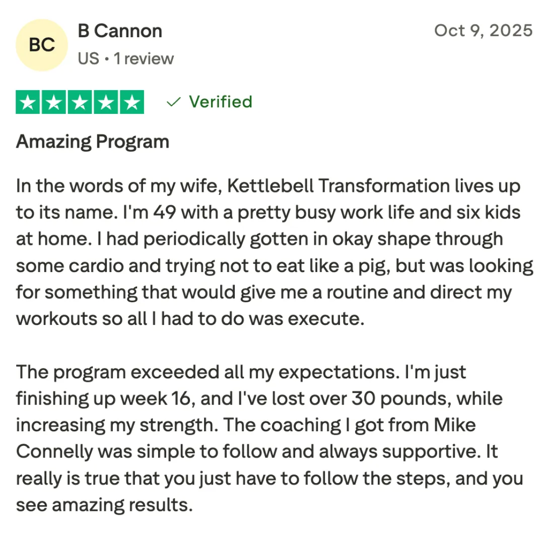 Brigham's 5-star Trustpilot review