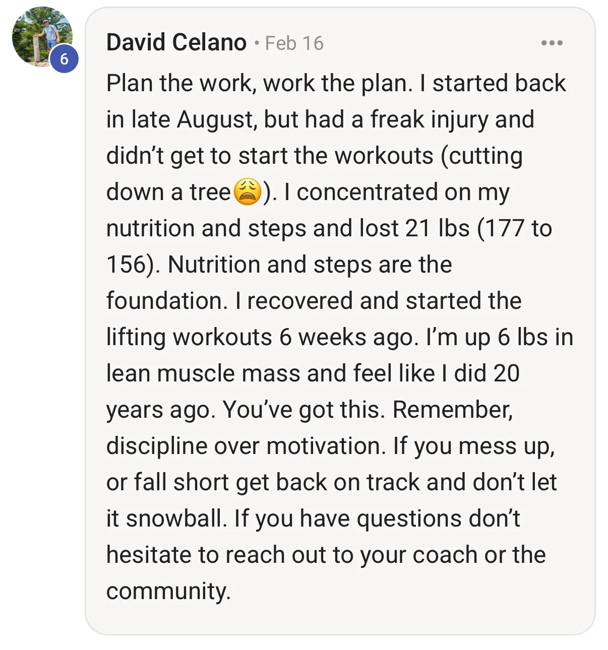 David's testimonial