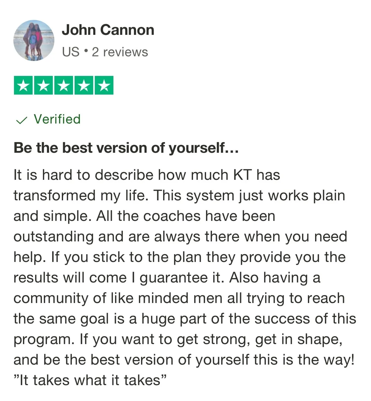 John's testimonial