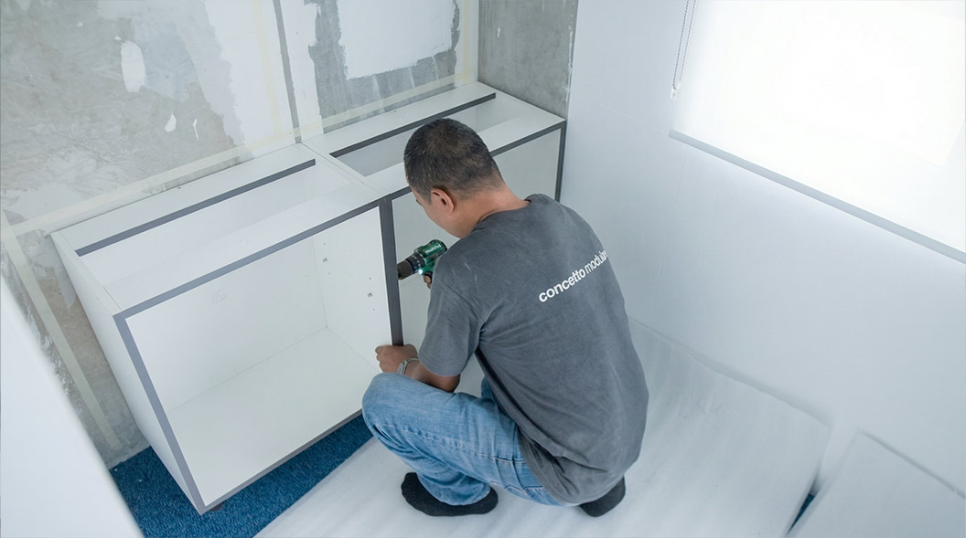 on-time installation process, clean worksite, professional installation, calm organized environment