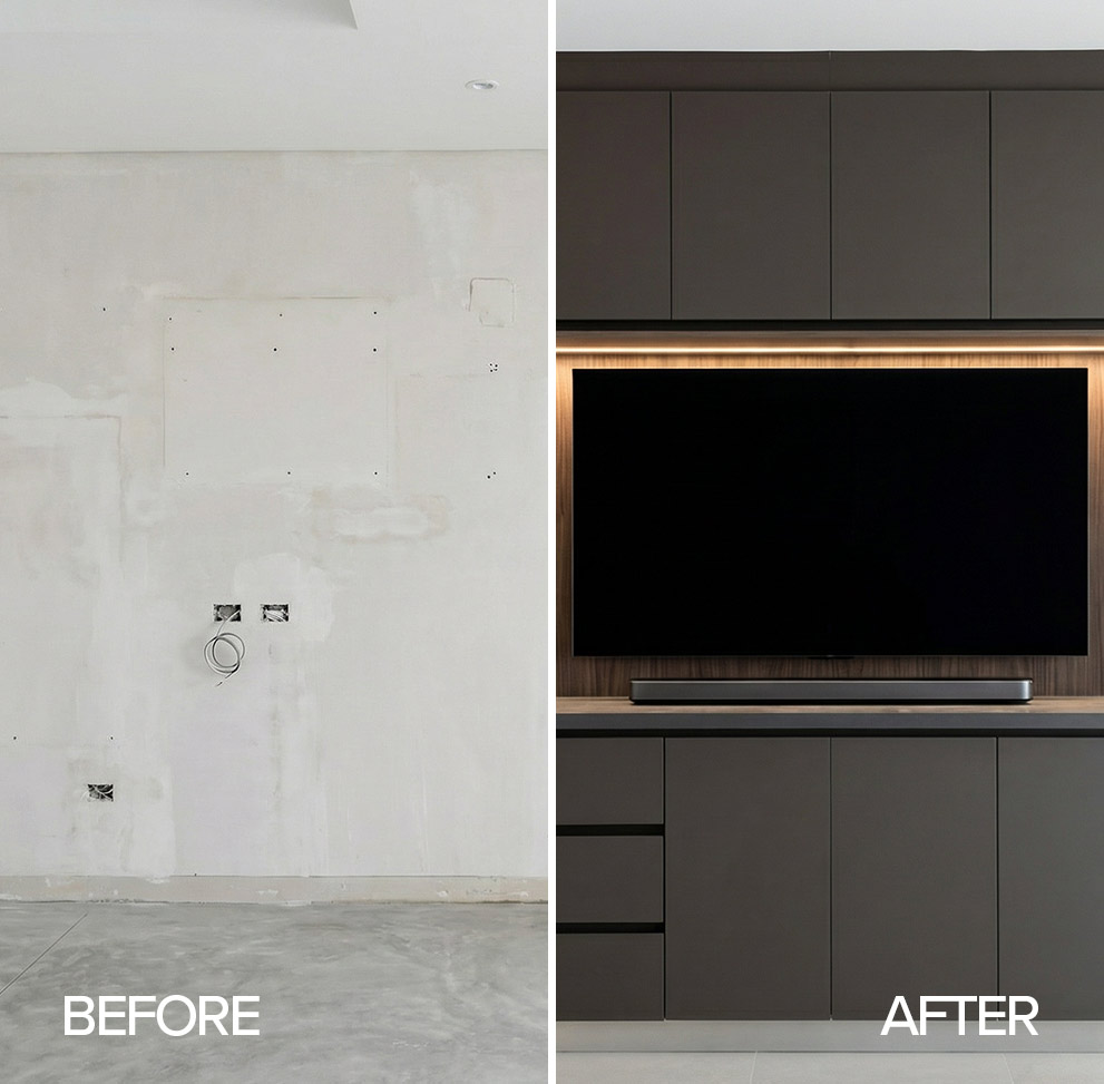 family kitchen case study, 10 sqm village home, weekend hosting setup, organized cooking flow, warm materials, before and after comparison