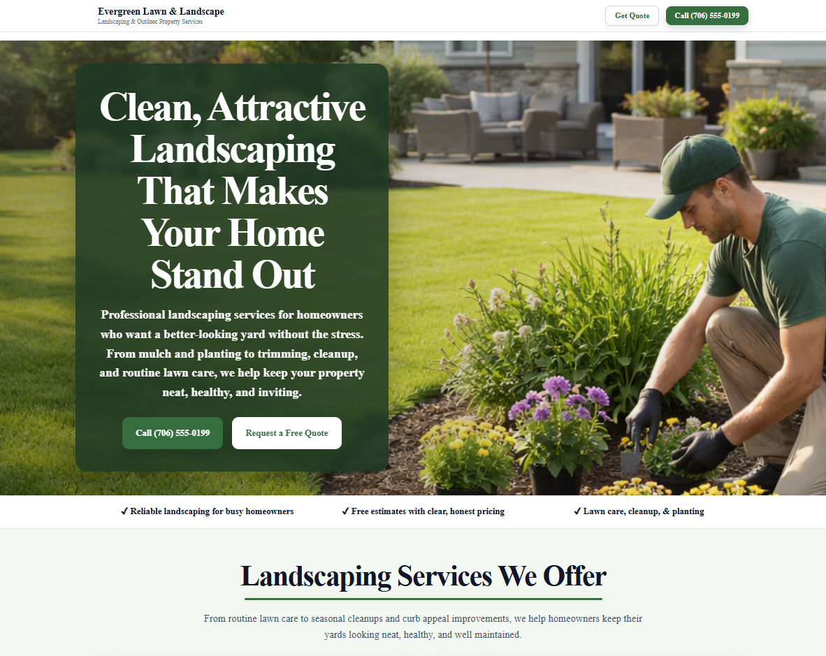 Modern landscaping website example