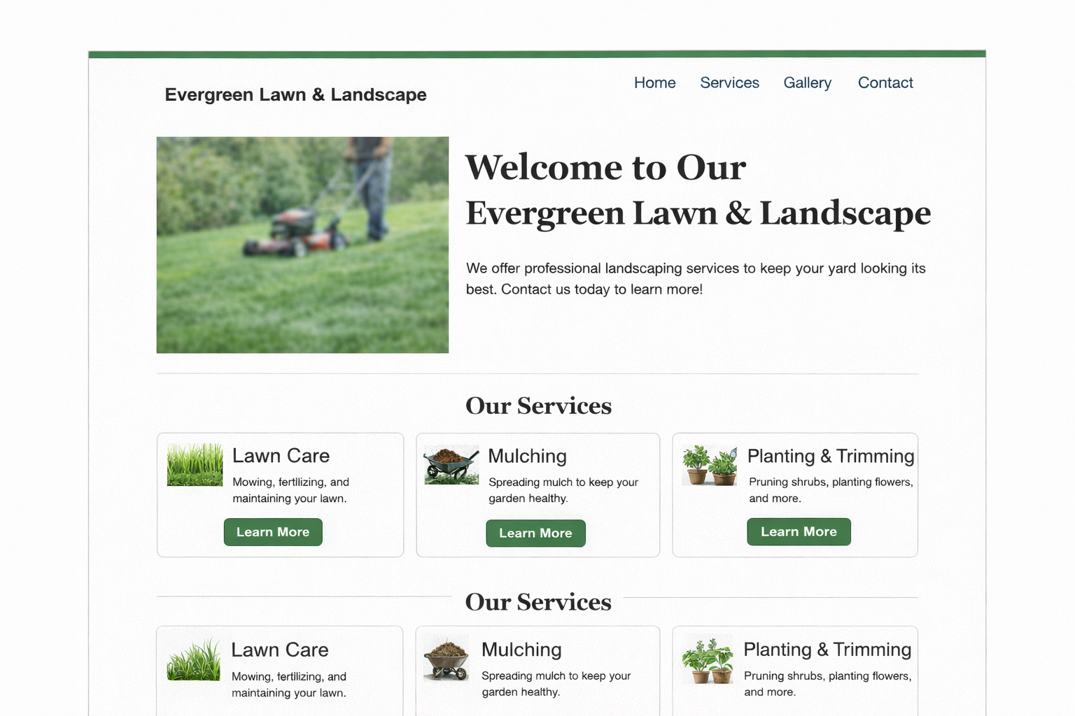Typical landscaping website example