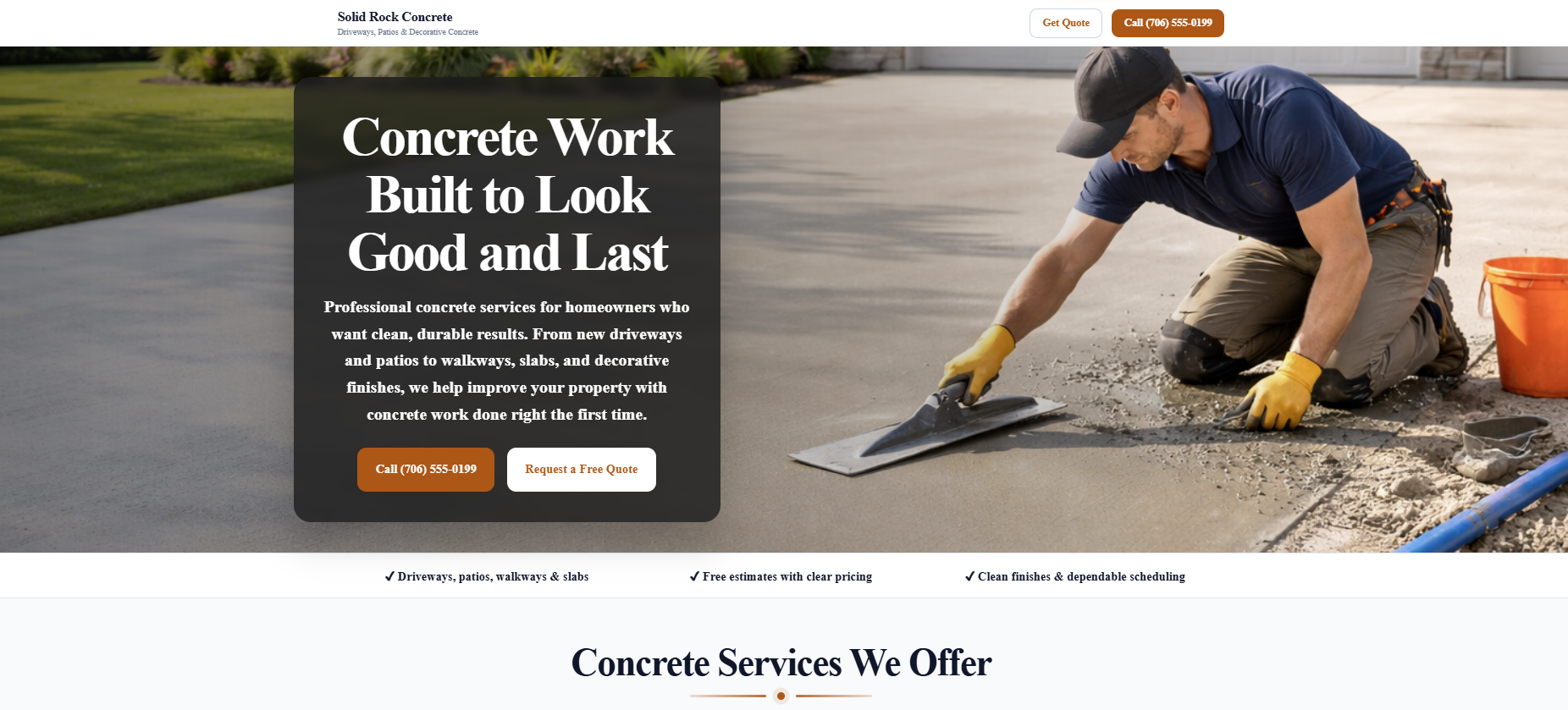 Concrete contractor website demo