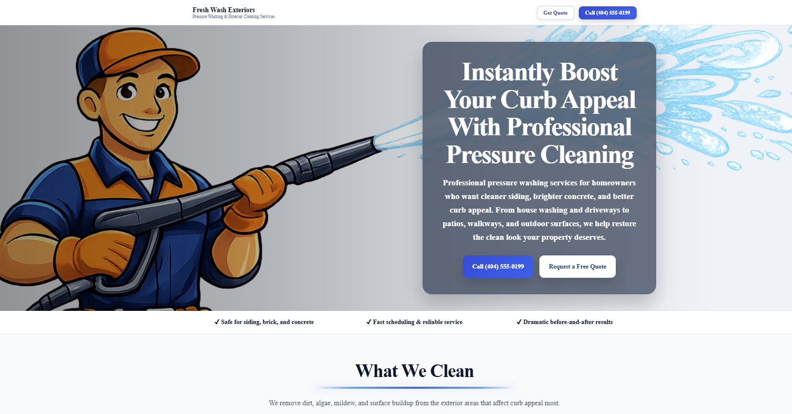 Pressure washing website demo