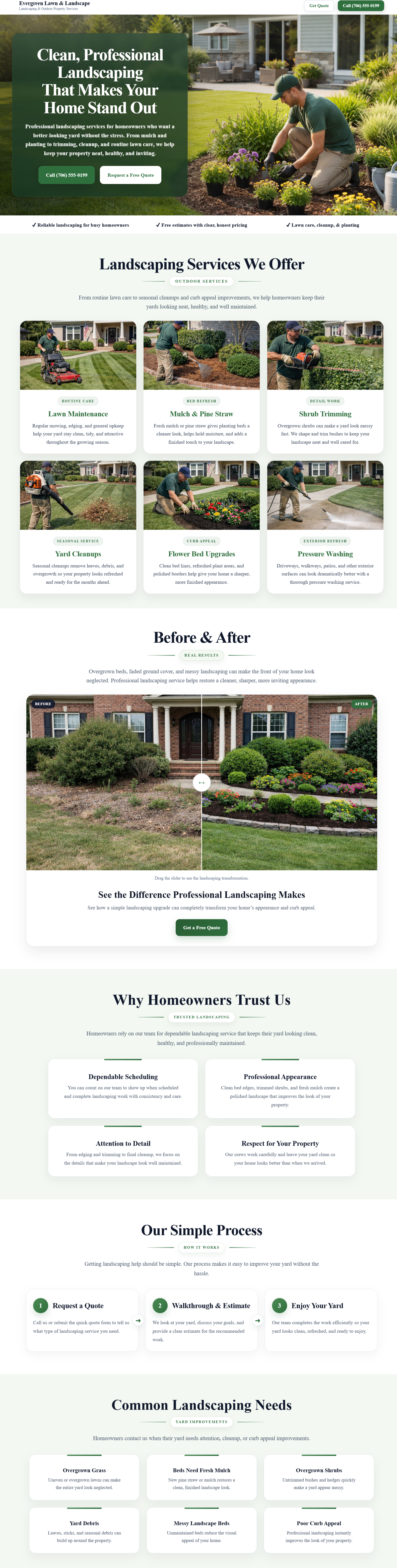 Full landscaping website desktop screenshot